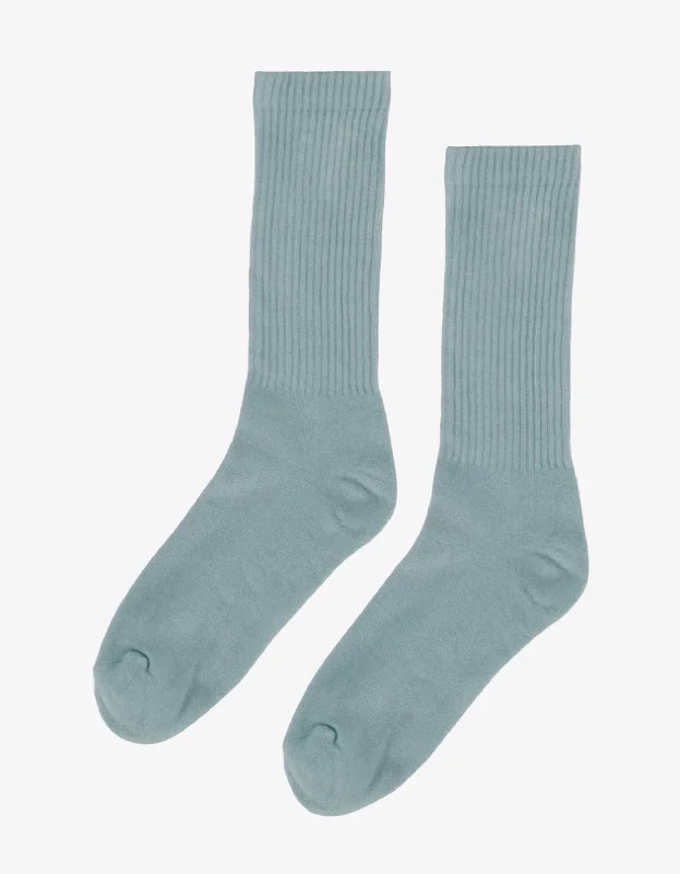 Luxury Brand Tops-Organic Active Sock in Steel Blue