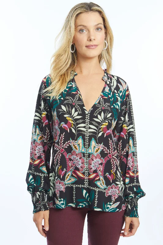 Polished Tops-Caballero Miki Top in Dusk Primrose Print